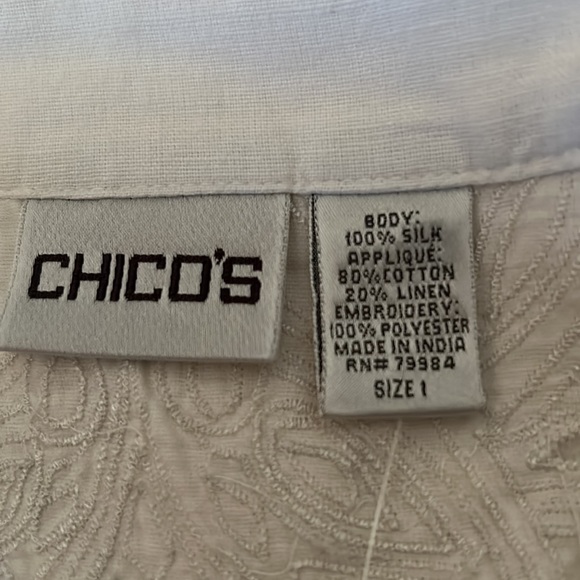 Chicos, sheer Matisse jacket, white, Chicos  size one - Picture 6 of 7